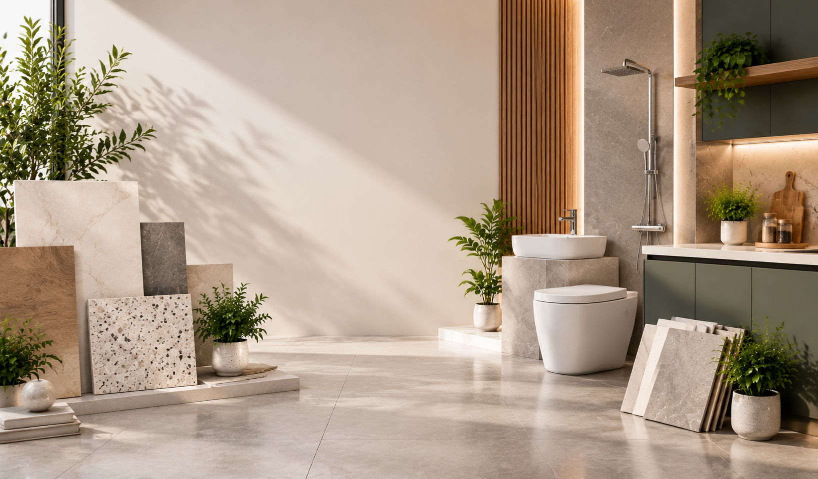 Contemporary floor tiles collection at Abi Krishna Tiles Pondicherry