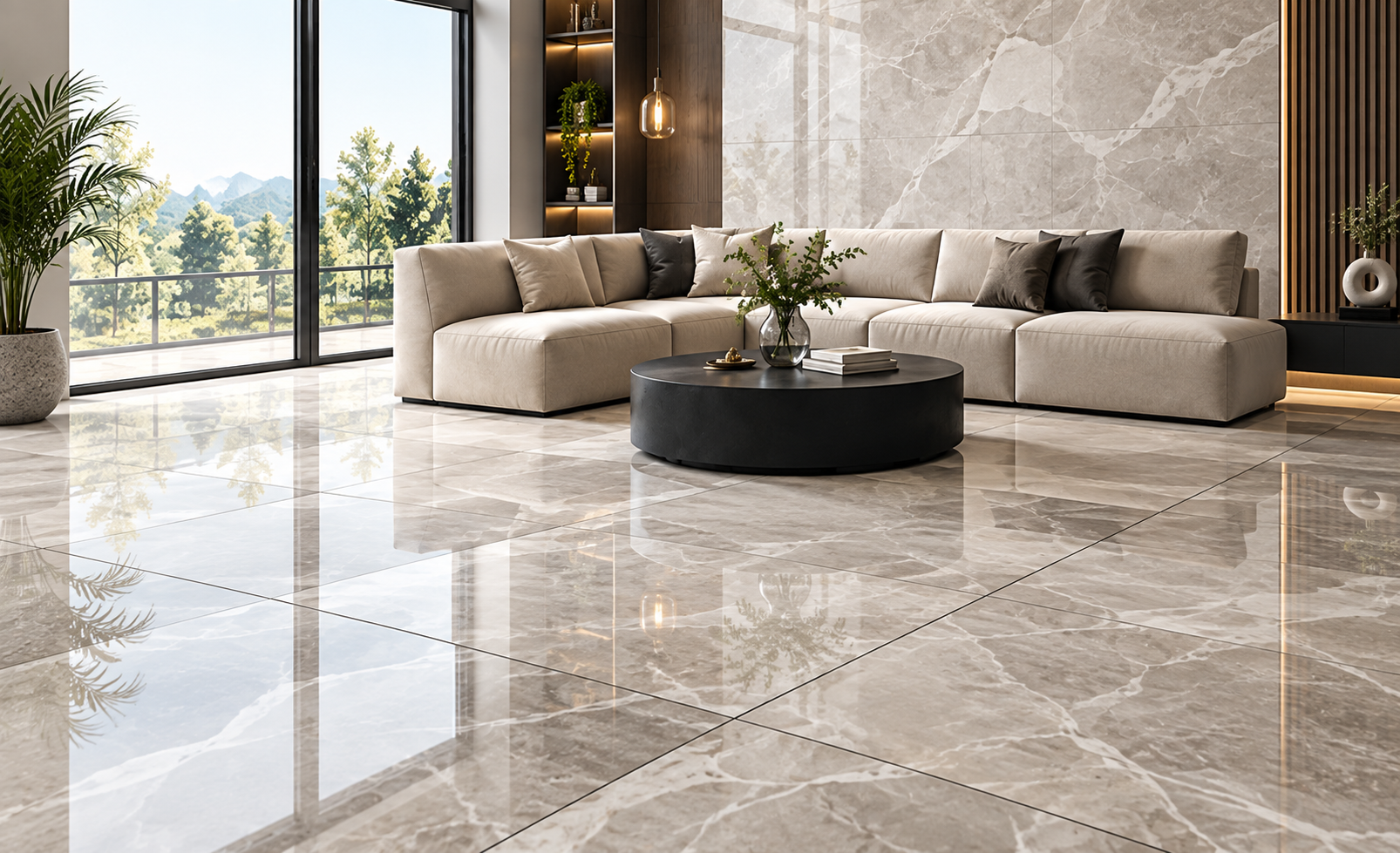 Kajaria premium floor tiles for modern living room